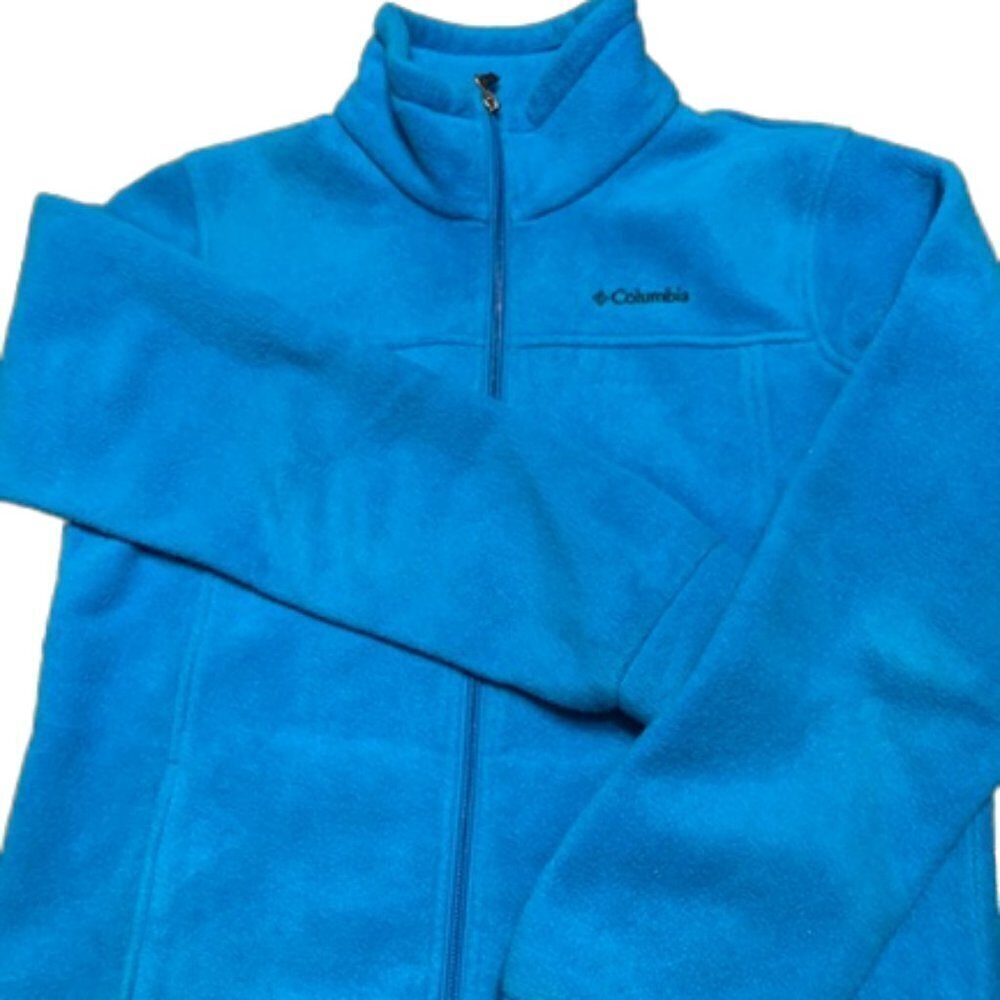 Kids COLUMBIA Full Zipper Blue Turquoise Fleece Sweatshirt Size Large